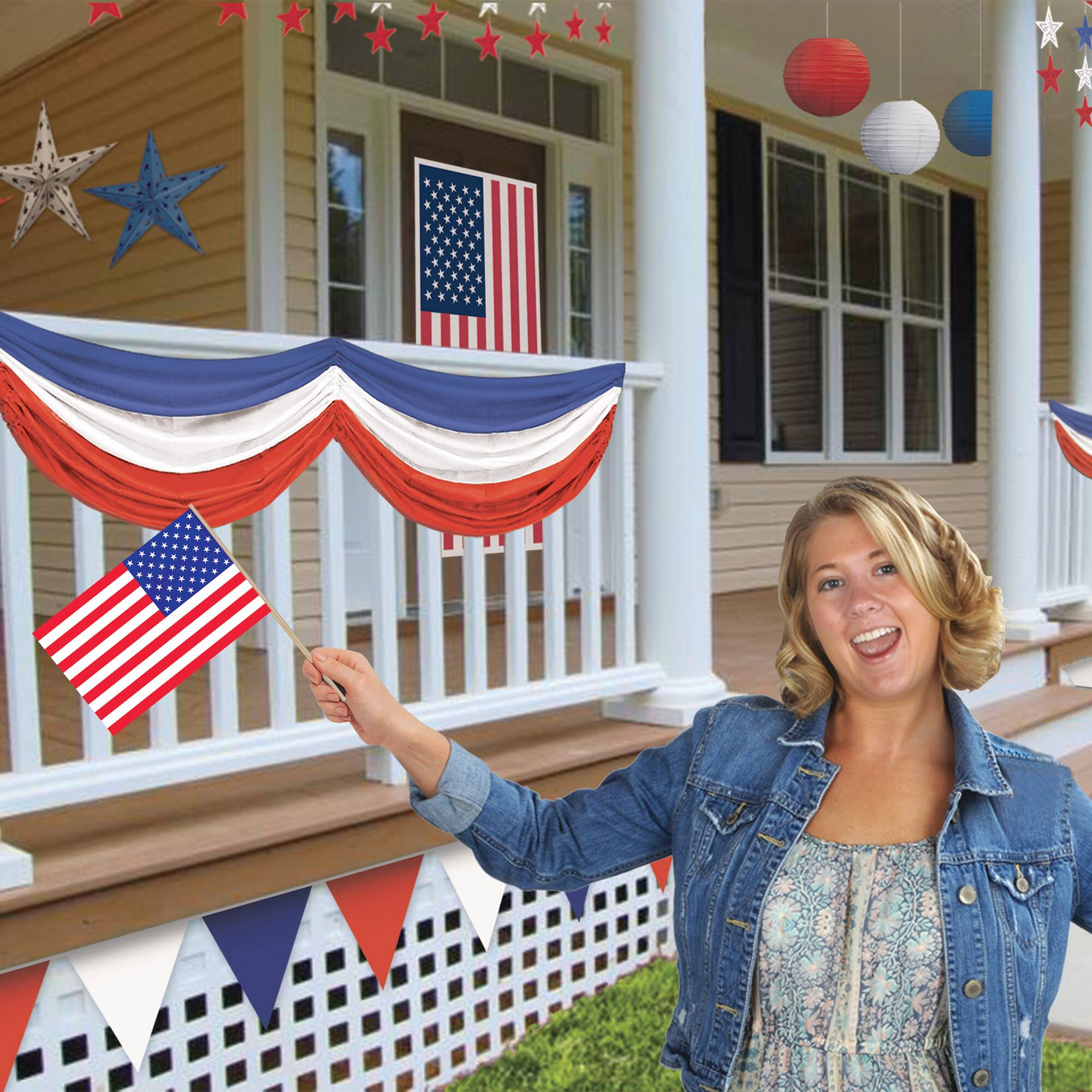 Beistle 11" x 17" Red, White & Blue Plastic American Flags, 8ct.